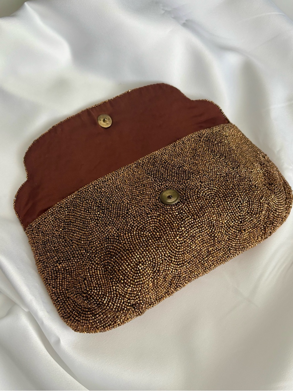 Vintage Walborg Bronze Beaded Evening Clutch Purse Made in Japan - Picture 8 of 10